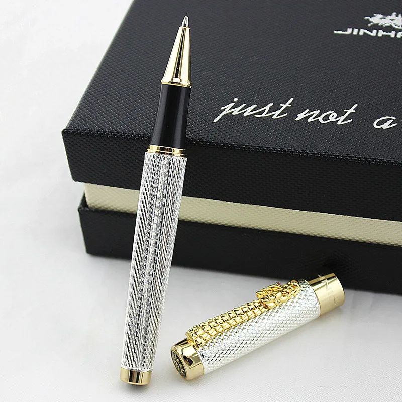 Jinhao1200 серебряные офисные принадлежности шариковая ручка зажим с драконом резные