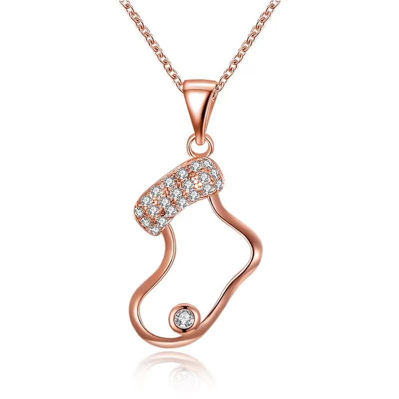 

LY 2021 Fashion Christmas Stockings Jewelry High Quality Zircon Necklace For Women Girl Children Festive Joy 2021 Trend