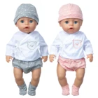 Подходит для новорожденных кукол 18 дюймов 43 см, аксессуары для одежды, серая и красная панда, костюм из 3 предметов для ребенка, подарок на день рождения