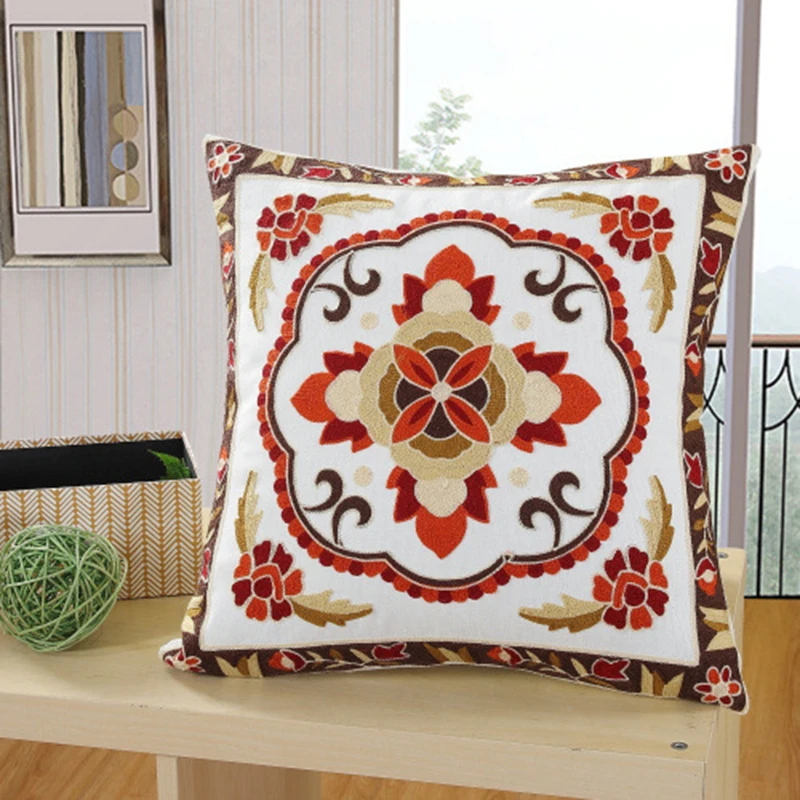 

Decorative Throw Pillow Covers Embroidered Jacquard Cotton Pillowcase Square Cushion Cover 45x45cm For Couch Bedroom Living Room