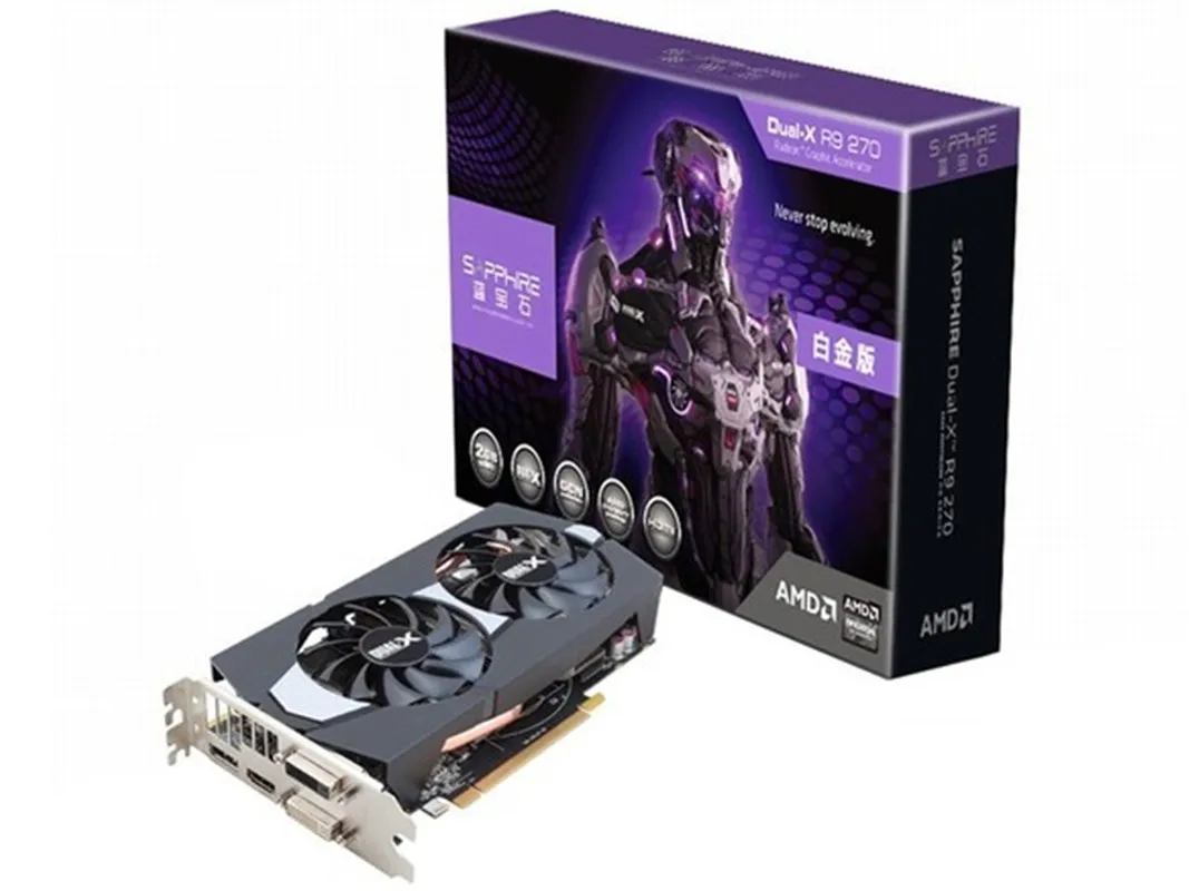 Оригинальная Видеокарта SAPPHIRE R9 270 2 Гб GPU AMD Radeon R9270 256Bit видеокарты для настольного