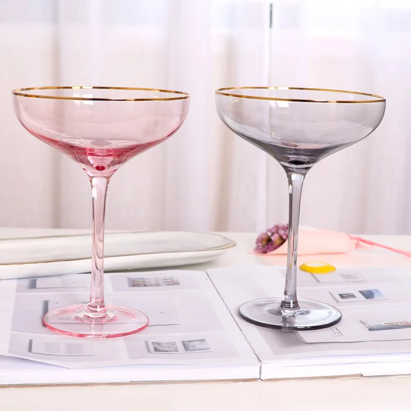 

Wine Glass Scandinavian Style Wide Mouth High Leg Phnom Penh Cocktail Pink Gray Creative Margaret Bar KTV Bartender Beer Stein