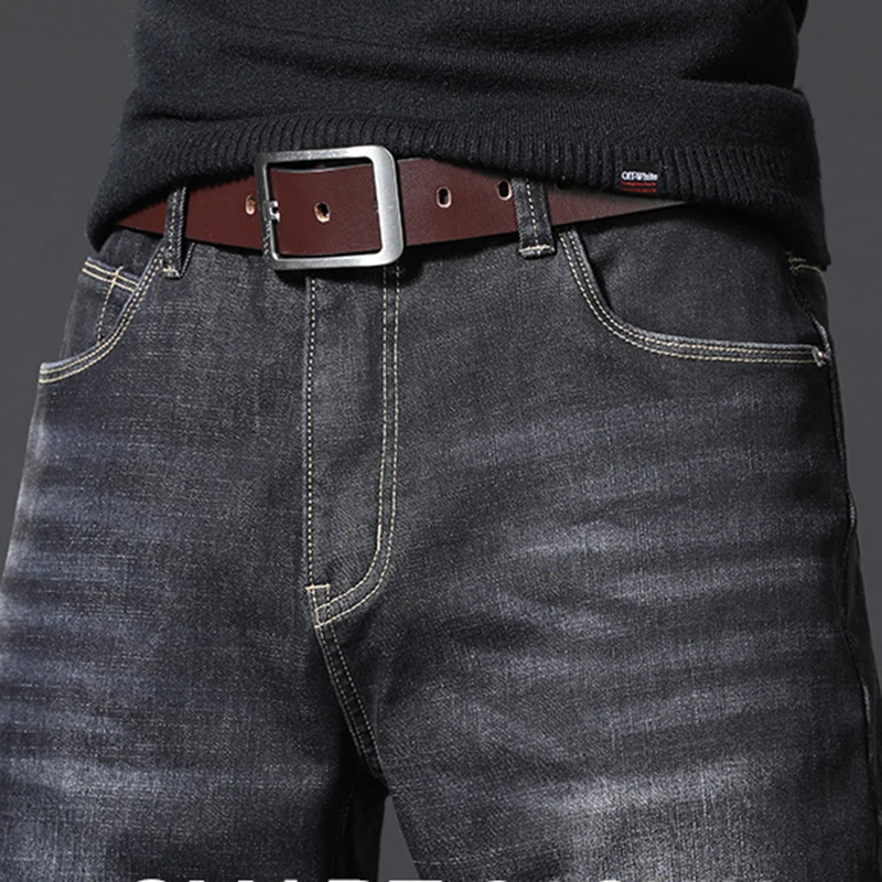 Новинка 2021 осень/зима мужские свободные прямые джинсы модные брендовые брюки в