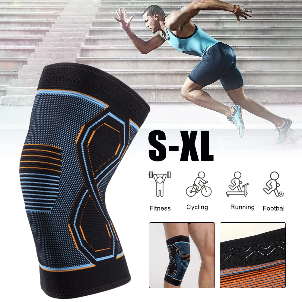

1PC Fitness Running Cycling Knee Support Braces Knitted fabric Sport Compression Knee Pad Sleeve for Basketball Volleyball