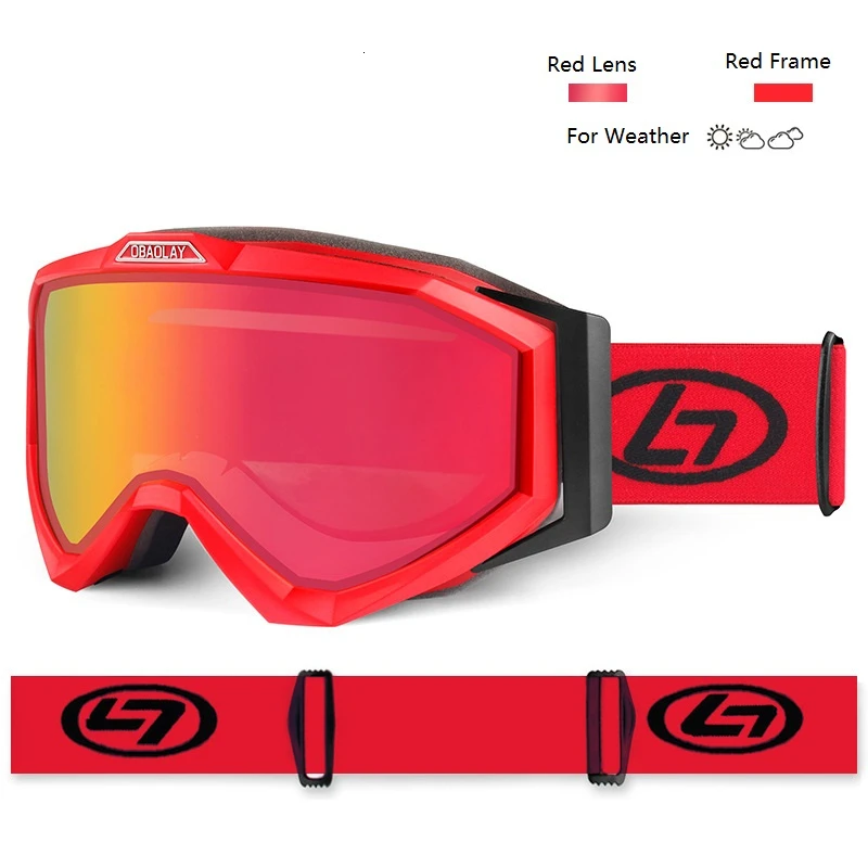 Red Frame Лыжные очки для сноуборда очки маска двухслойная Анти-Туман UV400 Мужские и женские снегод Сноубординг зимние очки Gogle - Цвет: Red Frame