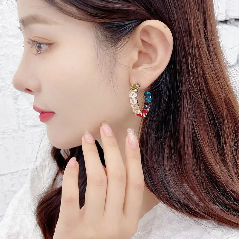 

Bilincolor Fashion Purple and Green Simple Drop Earrings