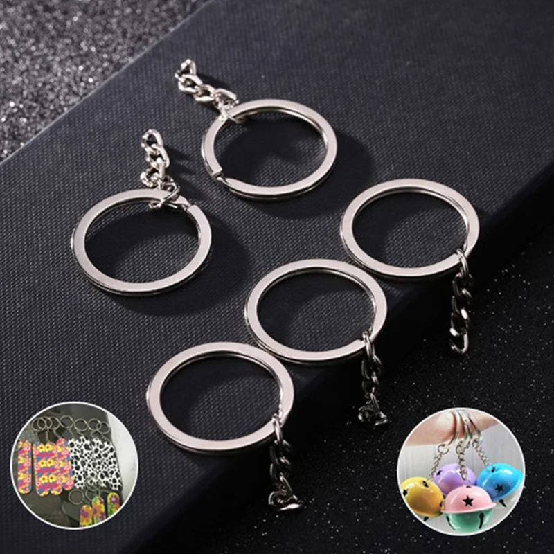 

50Pcs Metal Blank Keyrings DIY Pendant Charms Key Chains Keyring Accessories