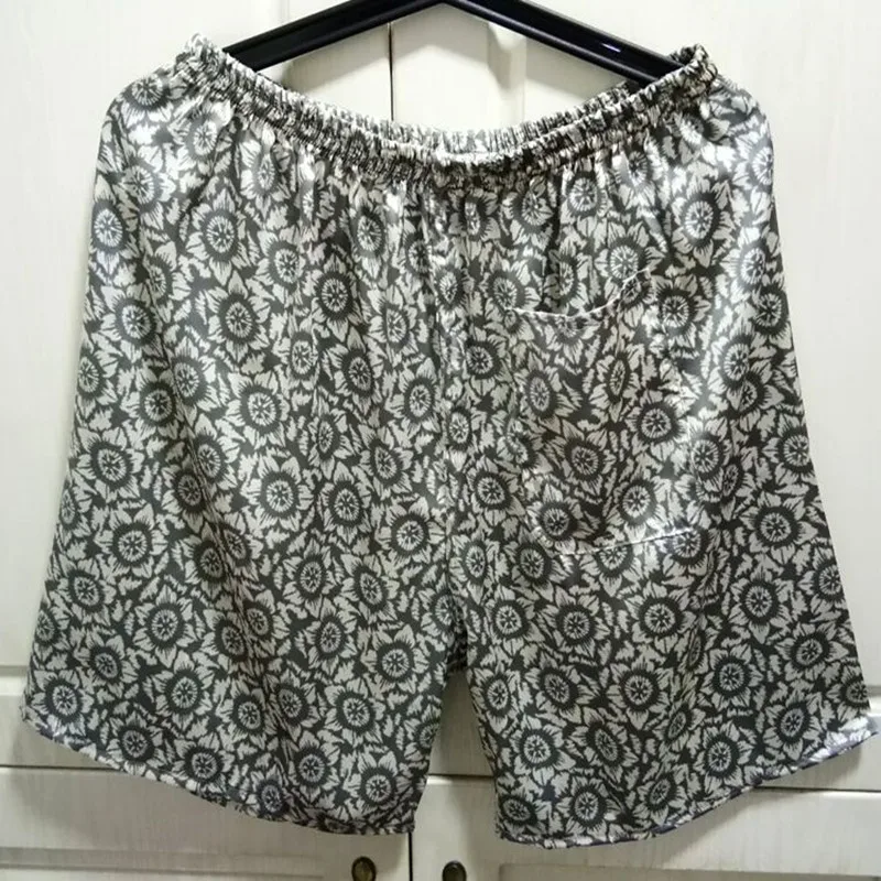 

2021 Short Silk Pajama Pants For Men Satin Print Shorts