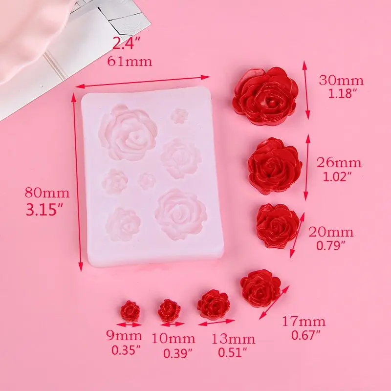 

7 Sizes Resin Rose Flower Pendant Silicone Mold Resin Jewelry Making Art Crafts