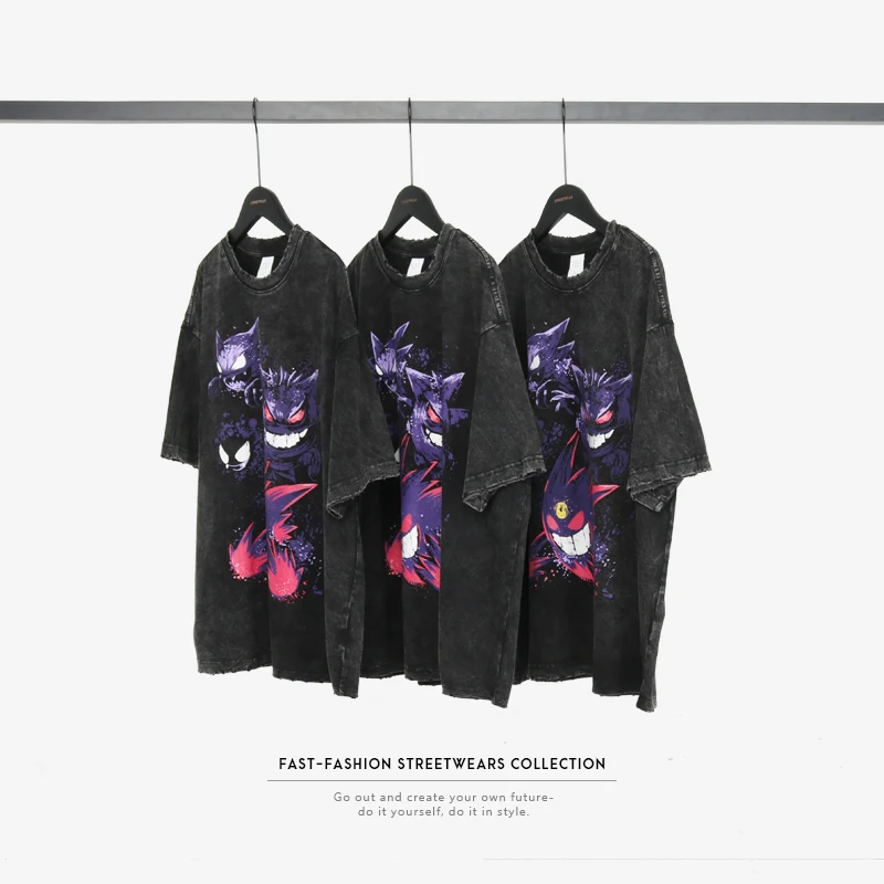 Футболка мужская в стиле хип хоп забавный узор потертая футболка из чистого