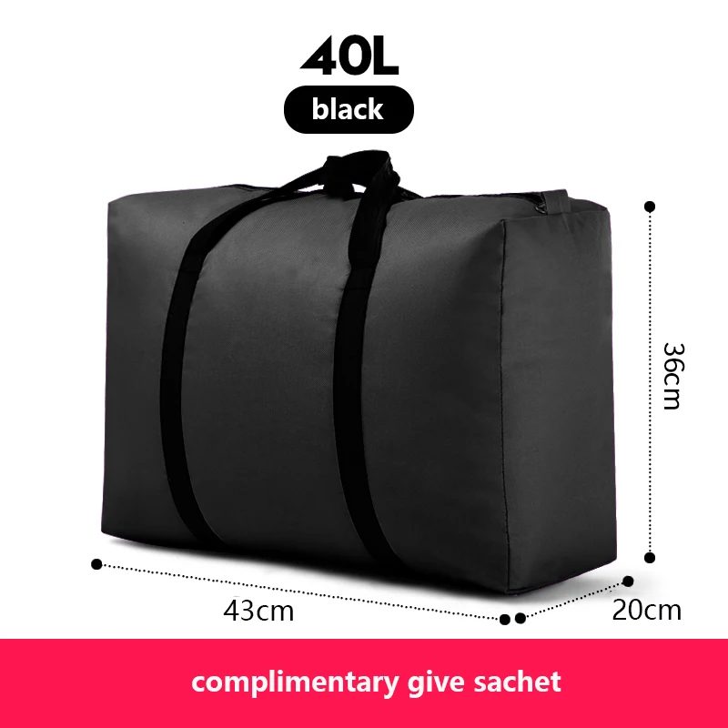 Black 40L Дорожная сумка, холщовая, переносная, для женщин, для выезда за границу, сумка для багажа, большая вместительность, 40L-180L, большая, переносная, для дома, сумка для хранения, очень большая - Цвет: Black 40L