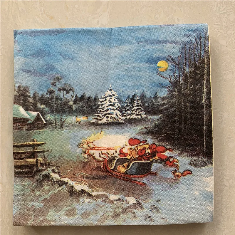 Рождественские бумажные салфетки украшение для свадьбы вечеринки фестиваля