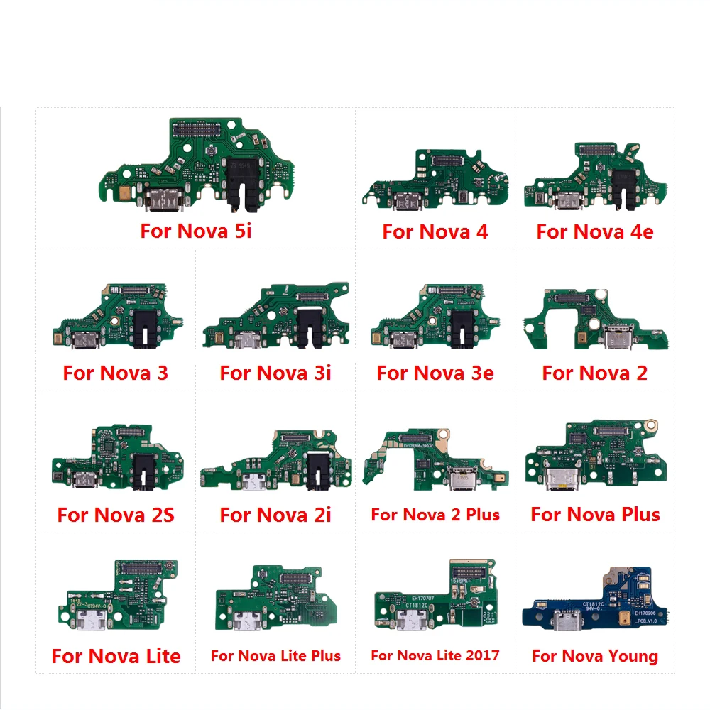 

5pcs/lot Charging Port Flex Cable With Microphone For HuaWei Nova 5i 4e 4 3 3i 3e 2 2S 2i Plus Lite 2017 Mic Connector Board