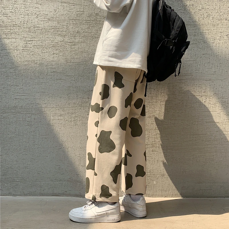 

Men Pants Cow Print Drawstring Oversize Mens Sweatpants Outwear Causal All-match Ins Chic Cargo Pants Men Joggers Men
