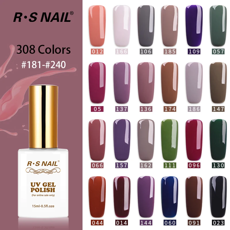 RS лак для ногтей 15 мл Полупостоянный 308 цветов гель Светодиодная лампа УФ смола