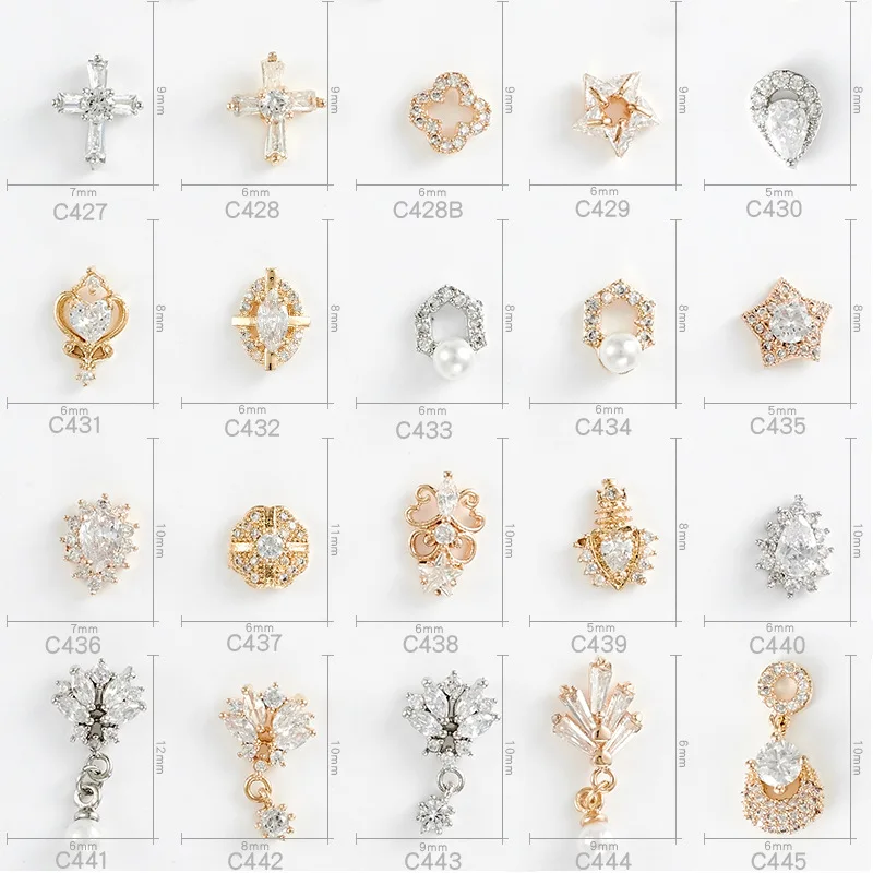 

20pcs High Quality Zircon Cross Manicure Diamond Gemstone Pendant Five-pointed Star Hollow Diamond DIY Nail Supplies
