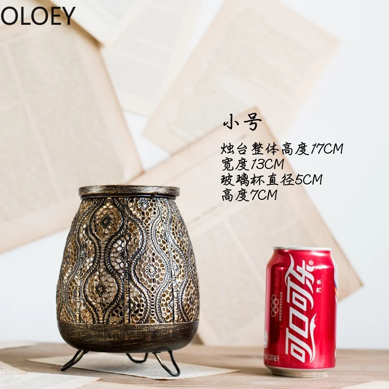 Скандинавский винтажный черный подсвечник золотой железный фонари-украшения