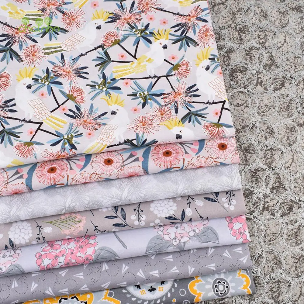 8 шт./лот простая хлопковая ткань Лоскутная Ткань серая серия ручной работы