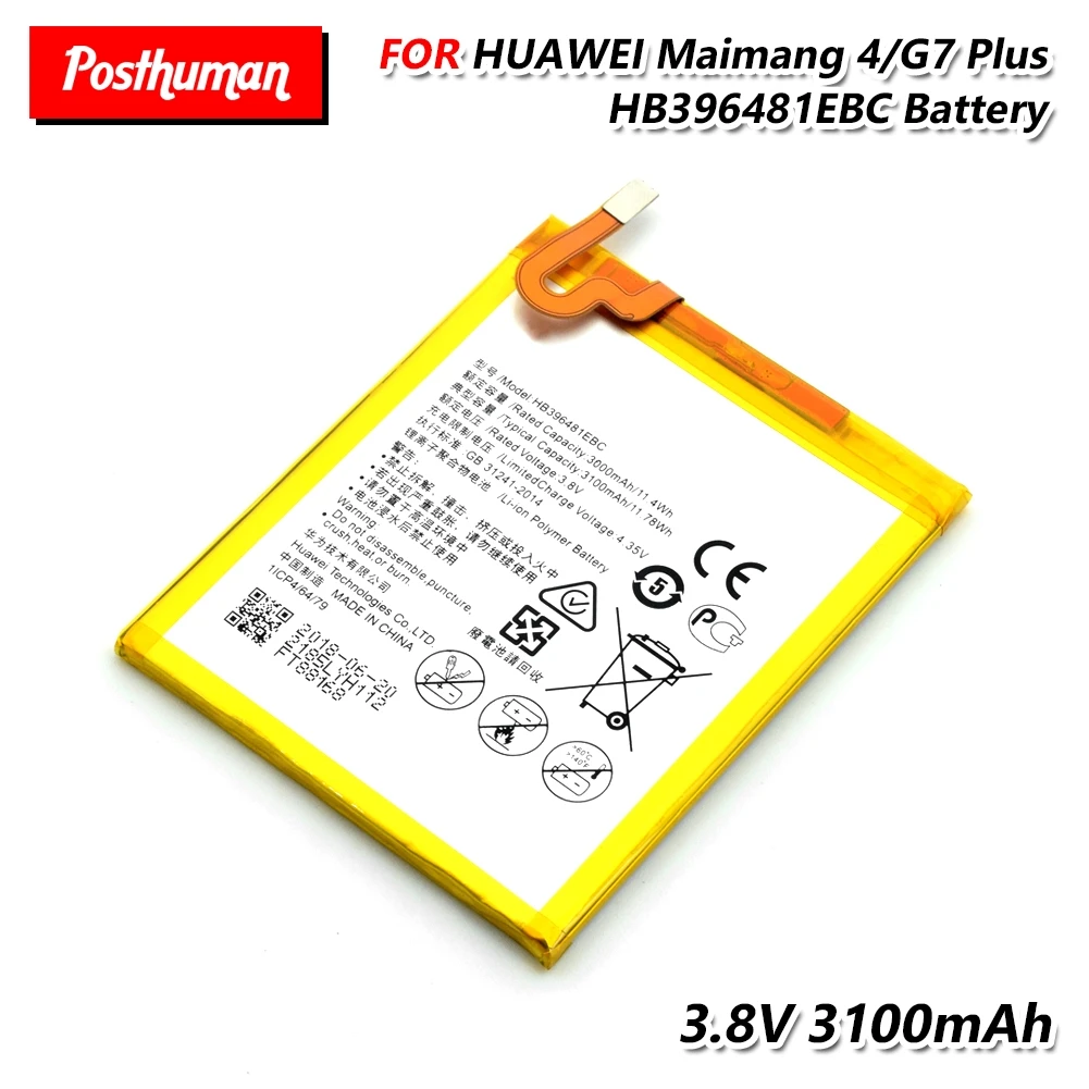 3100 мАч HB396481EBC Аккумулятор для телефона Huawei D199 Maimang 4 G7 Plus G8 G8X Honor 5X литий ионная