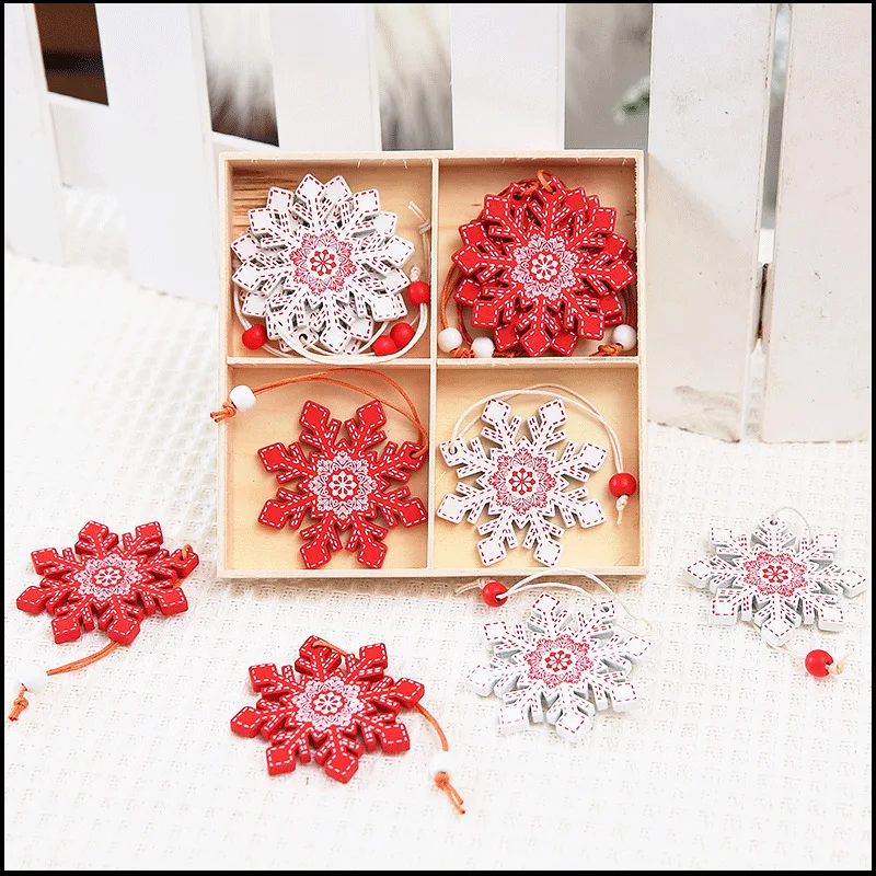 

Chu Duo Ins Christmas Ornaments Wooden Snowflake Elk Mini Decorative Star Bell Small Pendant Miniature Finished Goods