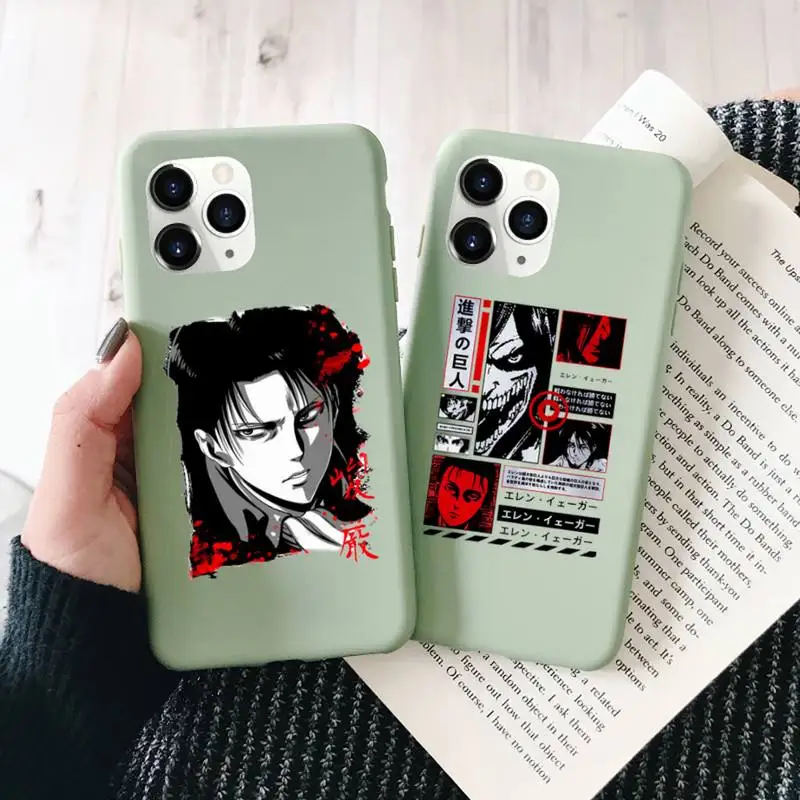 

Attack on titan Phone Case Green Candy Color for iPhone 11 12 mini pro XS MAX 8 7 6 6S Plus X SE 2020 XR