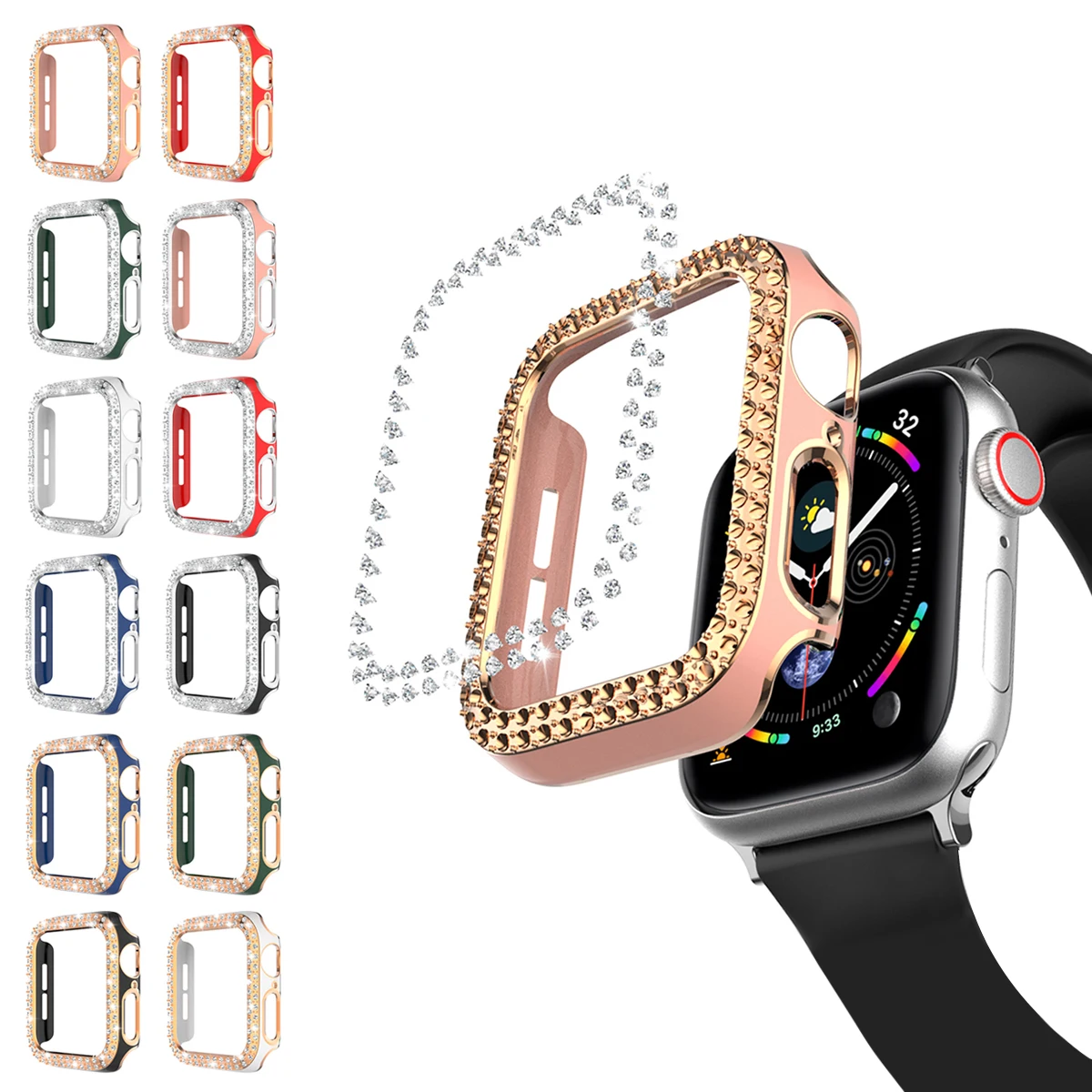 Diamond Apple Watch Case Series 6 SE 5 4 3 2 iWatch Case Accessor 44mm 40mm 42mm 38mm Protector Apple Watch