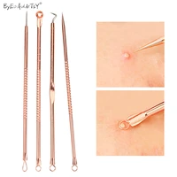 4pcsset rose gold blackhead comedone acne pimple belmish extractor vacuum blackhead remover tool spoon for face skin care tools