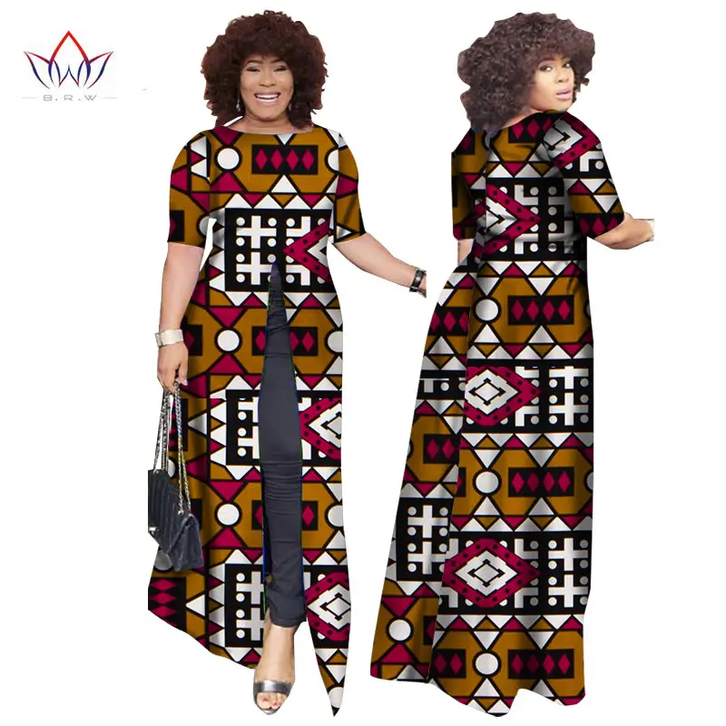 Африканский dashiki африканских платья повседневные Прямые сплит печати Африканский принт хлопок Одежда Сорочка африканского Femme brw WY852 - Цвет: 20