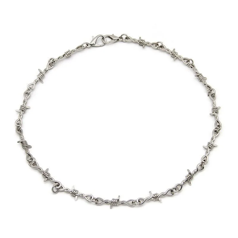 

Punk Hip-hop Style Unisex Chain Thorn Necklace Street Wire Winding Necklace Women Men's Collar Jewelry Accessories