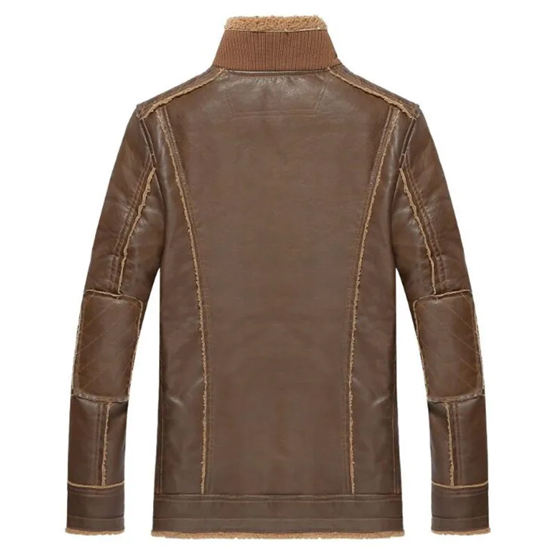 Куртка мужская из ПУ кожи в стиле ретро с меховым воротником размеры до 4XL |