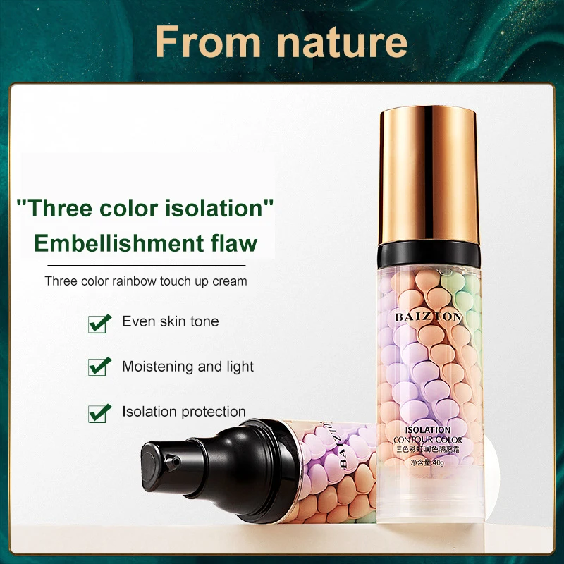 

1 Pcs Tri-color Rainbow Finishing Cream Brighten Skin Tone Refreshing Moisturizing Skin Makeup Primer Natural Lasting Makeup