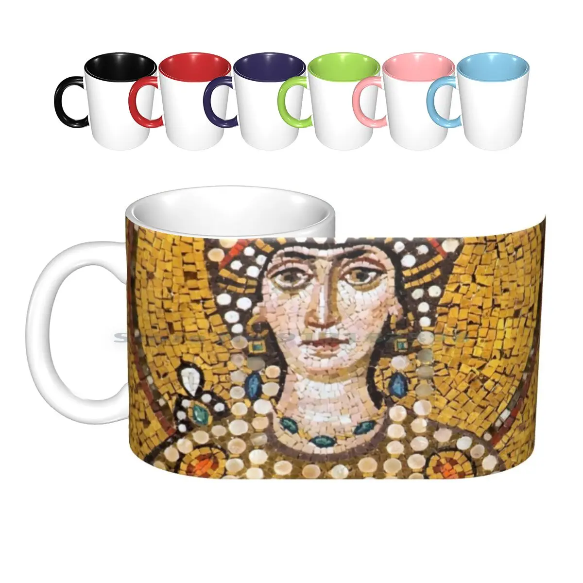 

Керамические кружки Theodora, кофейные чашки, кружка для молока и чая, император Юстиниан, портрет из мозаики римская Византийская Равина, Итали...