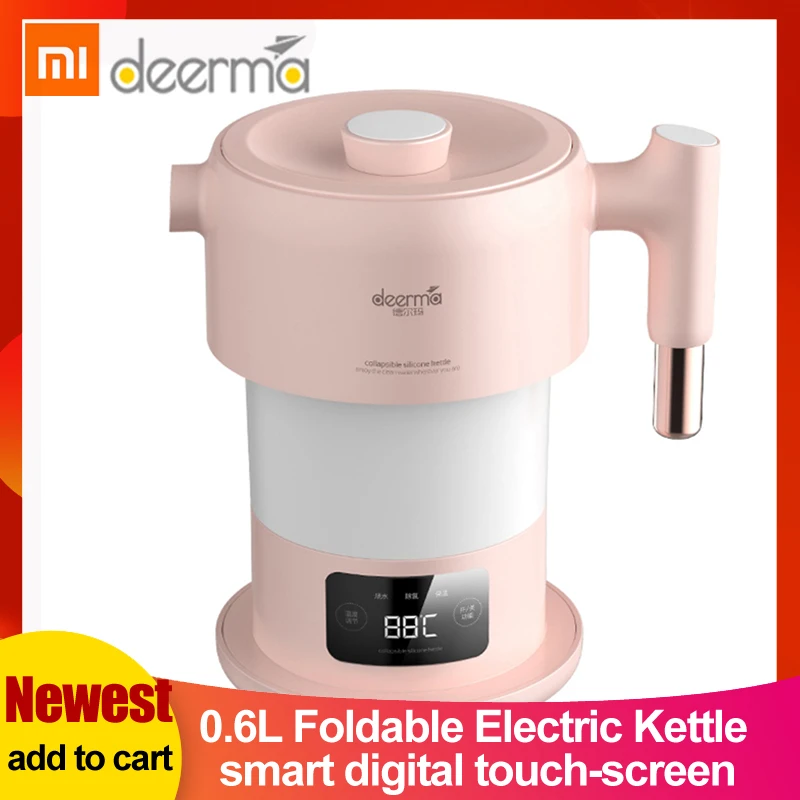 Deerma 0.6L Мини Складной электрический чайник из нержавеющей стали быстрое кипячение чайник с сенсорным экраном для кемпинга путешествия