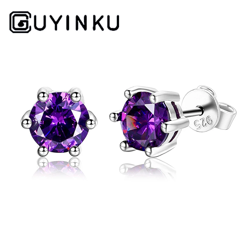 Натуральные фиолетовые серьги с аметистом для женщин хит продаж 925 пробы