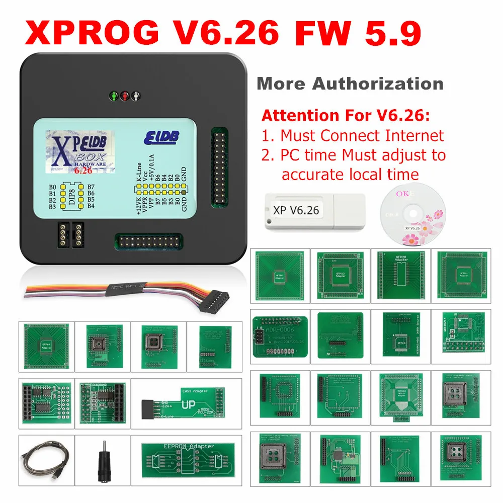 

New XPROG V6.26 USB with Dongle Full set Adapter XPROG-M X-prog Box V6.12 V5.55 V5.74/5.84/5.86 ECU Chip Tuning Programmer XPROG