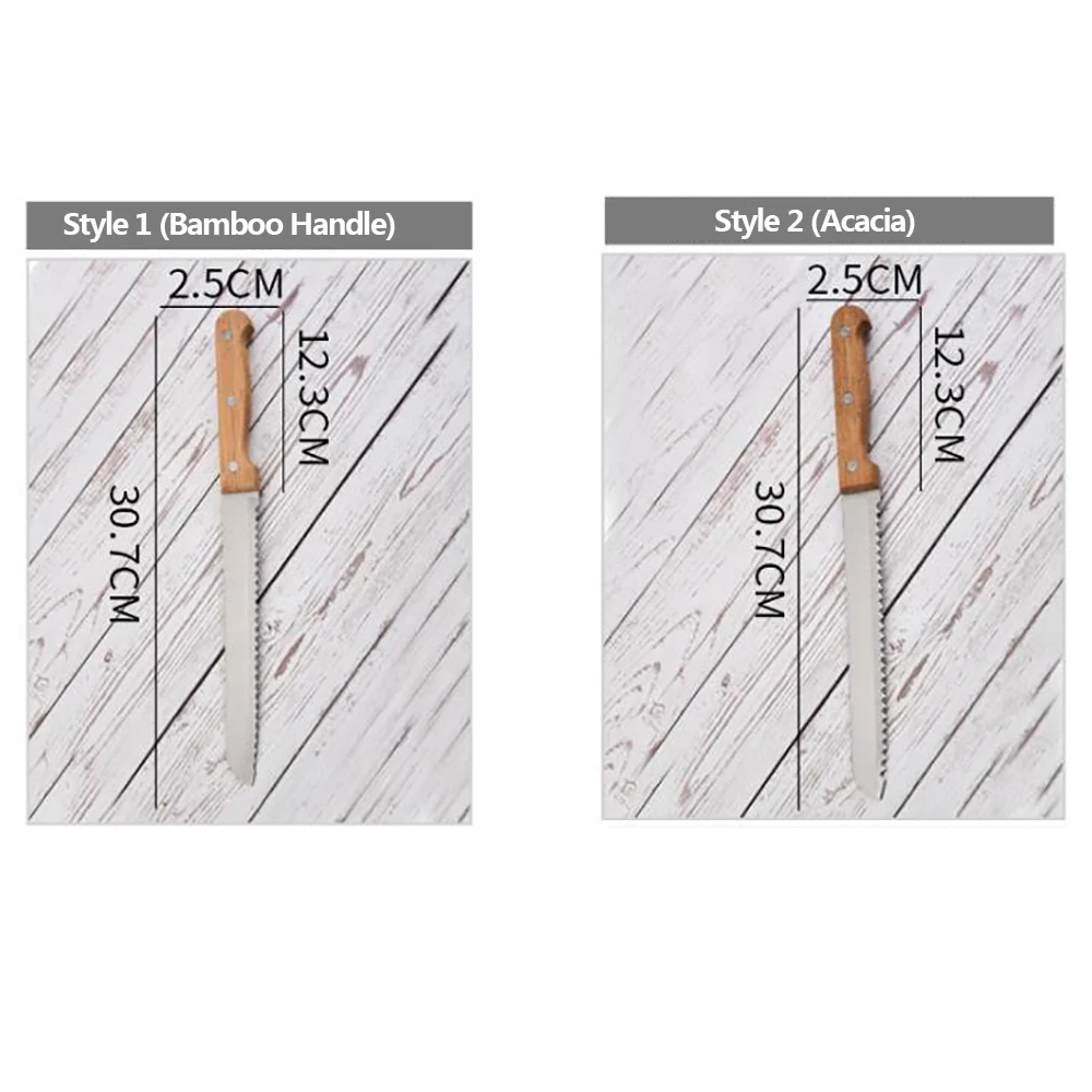 Гироборд с колесами 8 дюймов Нержавеющая сталь хлеб Ножи из бамбука и дерева
