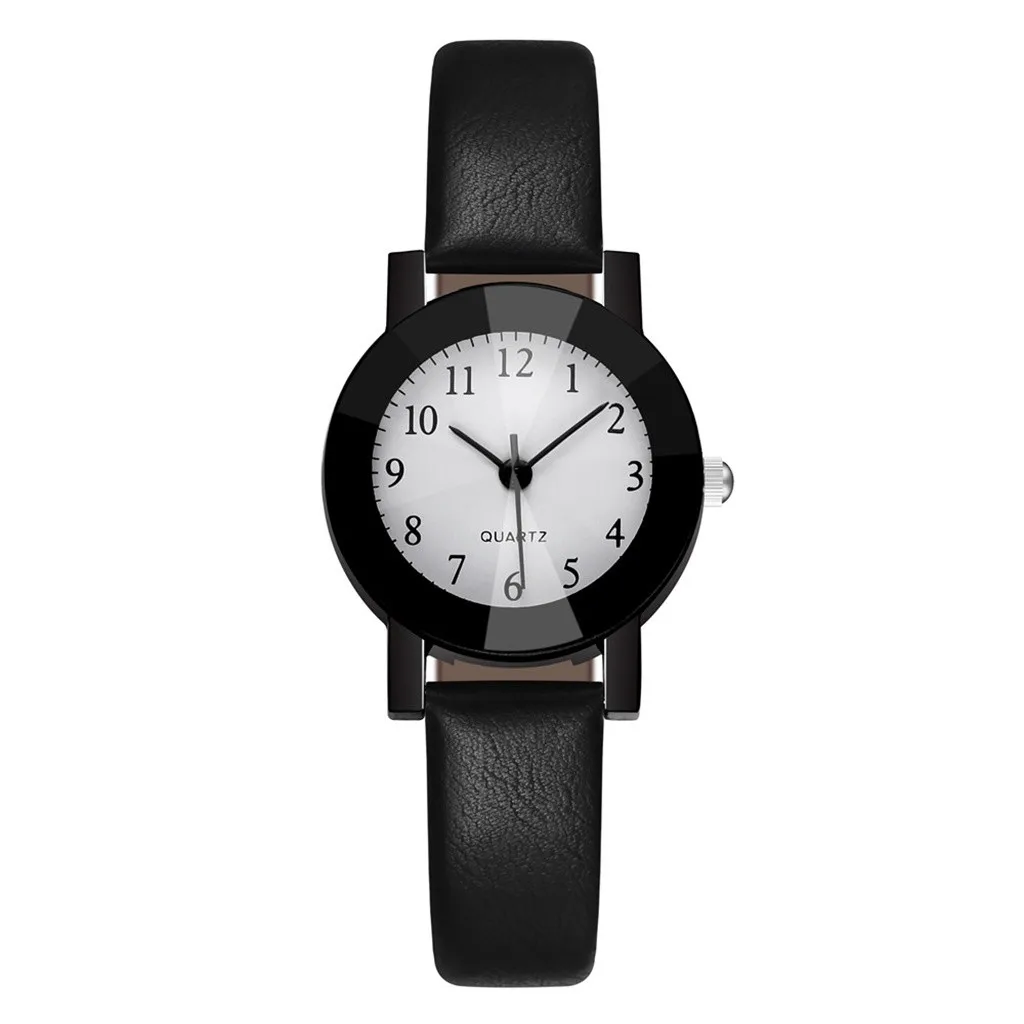 New Fashion Women Leather College Style Black Case Fine Strap Band Quartz Analog Ladies Wrist Watch Reloj Mujer | Наручные часы