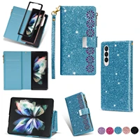 glitter leather magnetic flip case for samsung galaxy z fold 3 5g bling card wallet phone bag cover on galaxy z fold3 coque etui