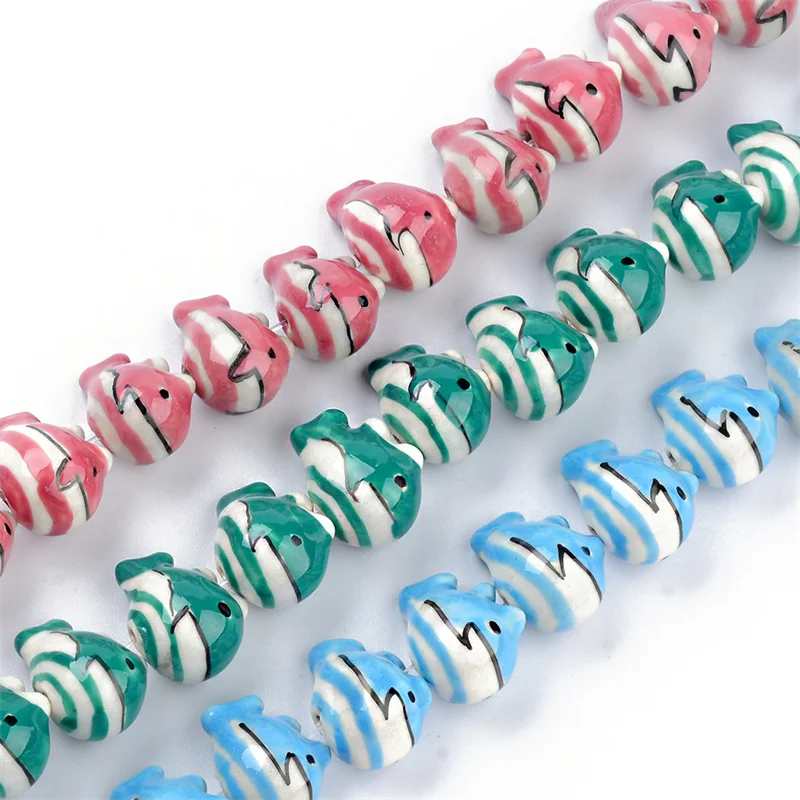

5pcs Fish Shape Hand Painted Ceramic Beads Porcelain Hole Bead For Crafts Bracelet Jewelry Making Accessories