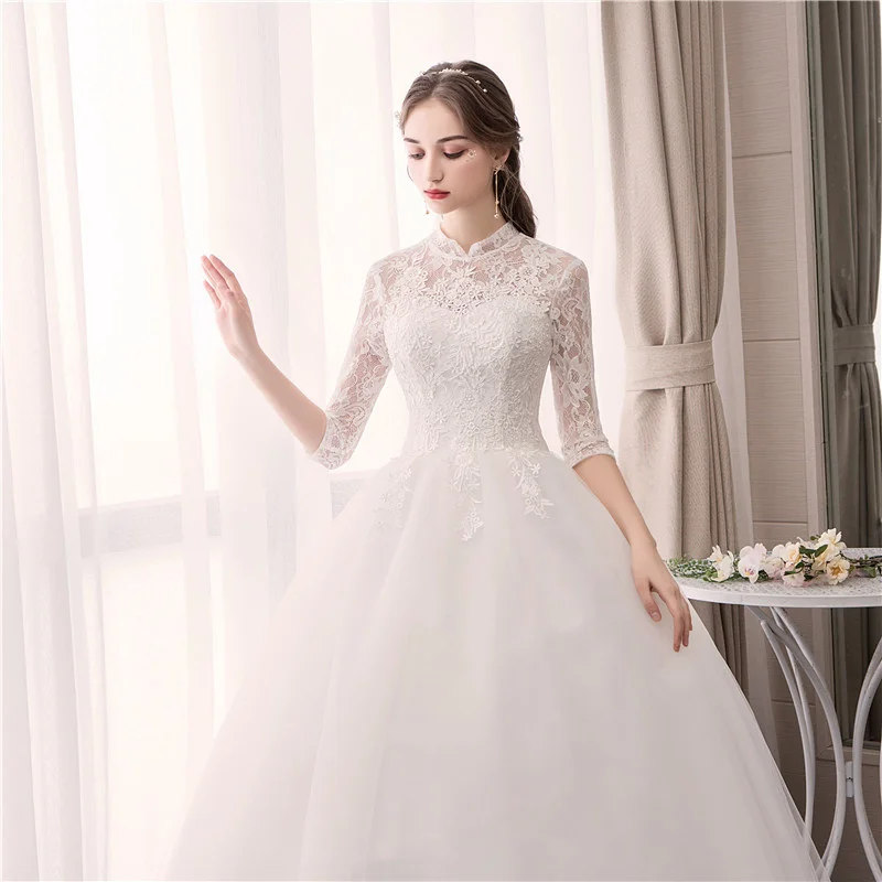 

Wedding Dress 2021 New Wedding Bride White Lace Neat Wedding Dress Is Thin And Elegant Vintage