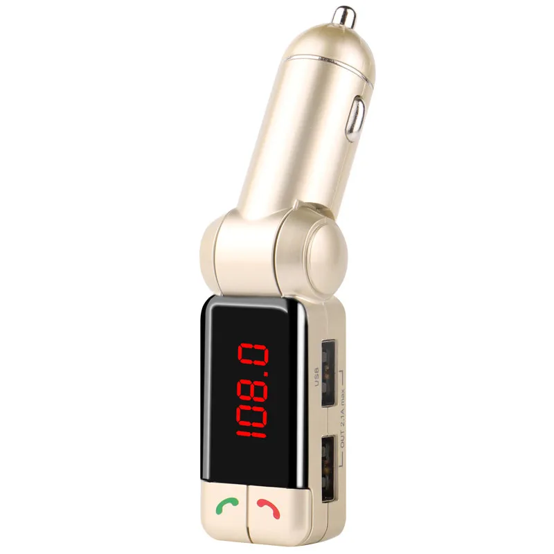 Автомобильный bluetooth-передатчик BC06B lcd MP3 fm-передатчик SD USB зарядное устройство Handsfree MP3-плеер Aux вход для телефонов iOS и Android - Название цвета: BC06B-Gold
