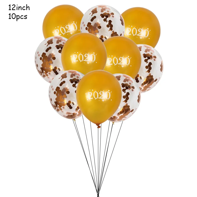 10pcs balloon Новинка года, украшение для фото, рамка, реквизит, воздушные шары, золотой черный баннер, гирлянда, Navidad, новогодние вечерние принадлежности - Цвет: 10pcs balloon
