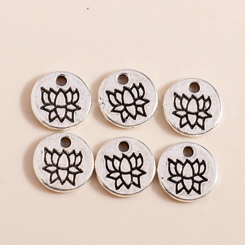 

80pcs 8*8mm Vintage Lotus Flowers Charms Pendants for Diy Jewelry Making Alloy Plant Flower Charms for Necklaces Earrings Making