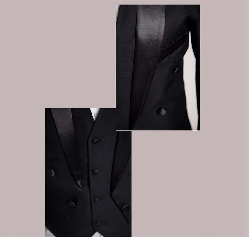 

Classic Design Men Black&White Wedding Suit/Groom Tuxedo/Evening Party/Costumes Tailcoat 4pieces Blazer(Jacket+Pants+Belt+Tie)