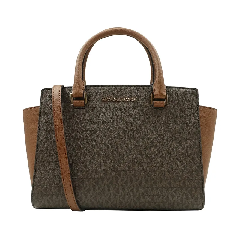 Майкл Корс Selma Средняя сумка Saffiano Кожаная Сумка 35H8GLMS2L/35F9GLMS2L/35H8GLMS6B/35F9SLMS2B - Цвет: Brown 102209603