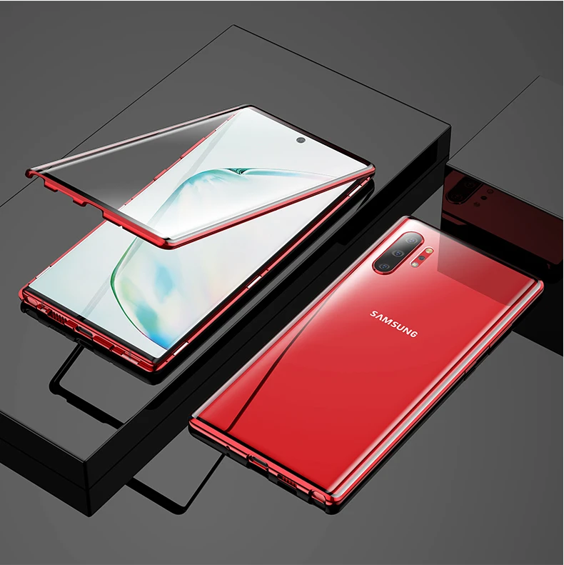 Магнитный металлический стеклянный чехол для телефона samsung Galaxy Note 10, 9, 8, S10, E, 5G, S9, S8 Plus, защитный чехол на магните