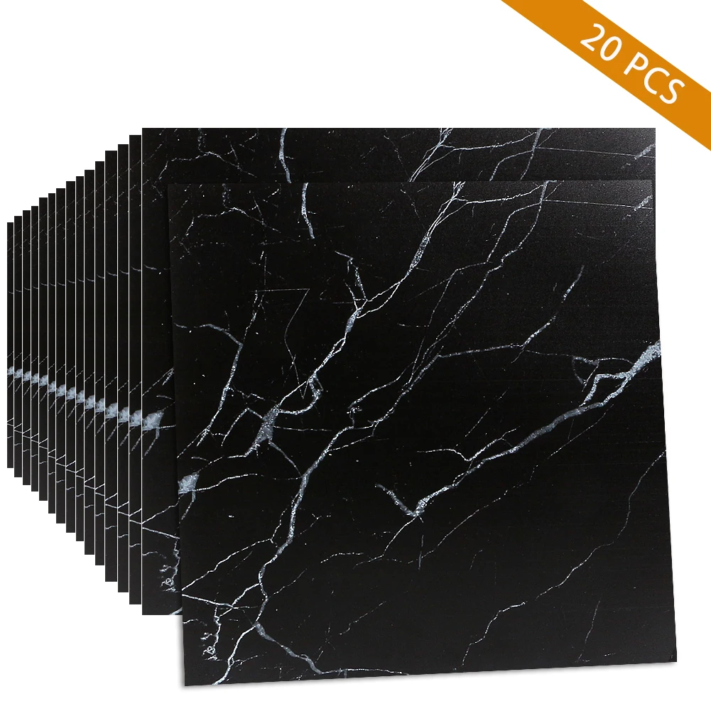 

10/20pcs Pack Self Adhesive Tiles Floor Wall Stickers Marble Bathroom Ground Wallpapers PVC Bedroom Furniture Wall Room Decor
