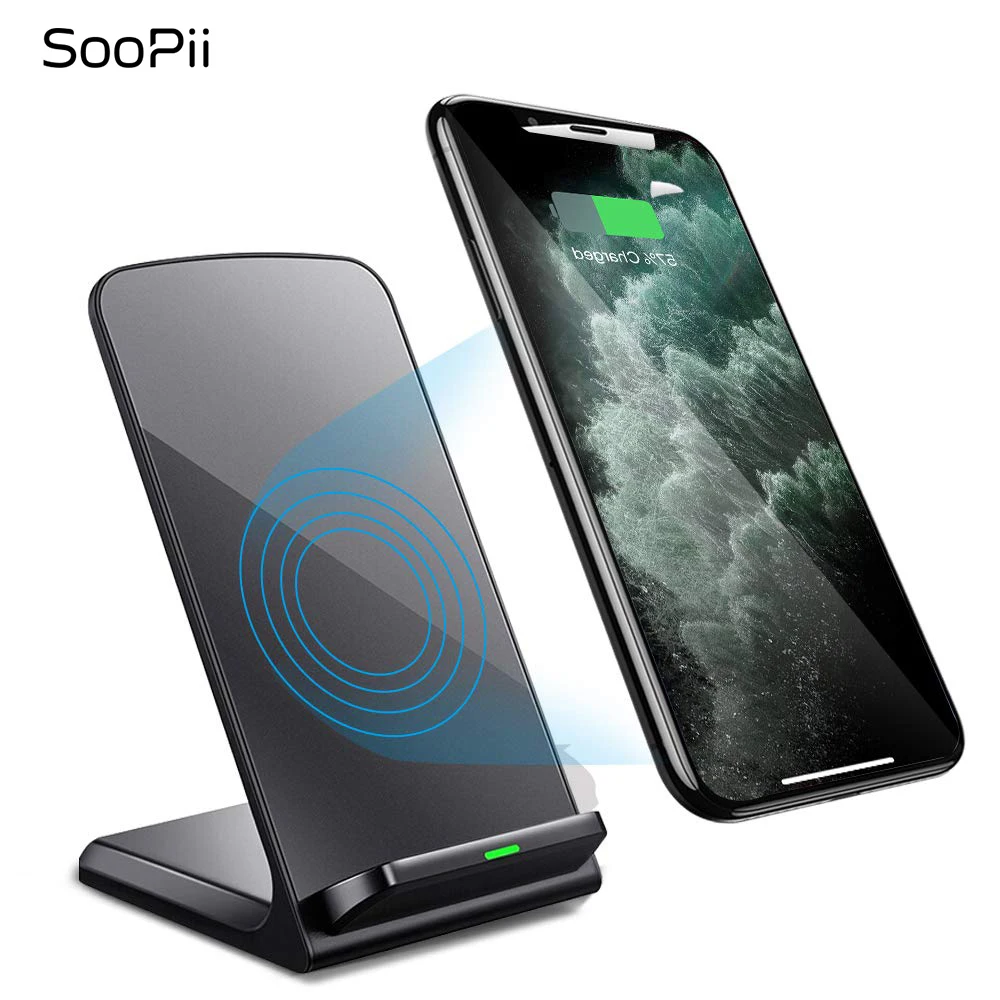 

SooPii Wireless Charger，Qi-Certified for iPhone 11/11 Pro/XS/X/8/8 Plus, 10W Fast-Charging Stand for Galaxy S10 S9 S8 and More