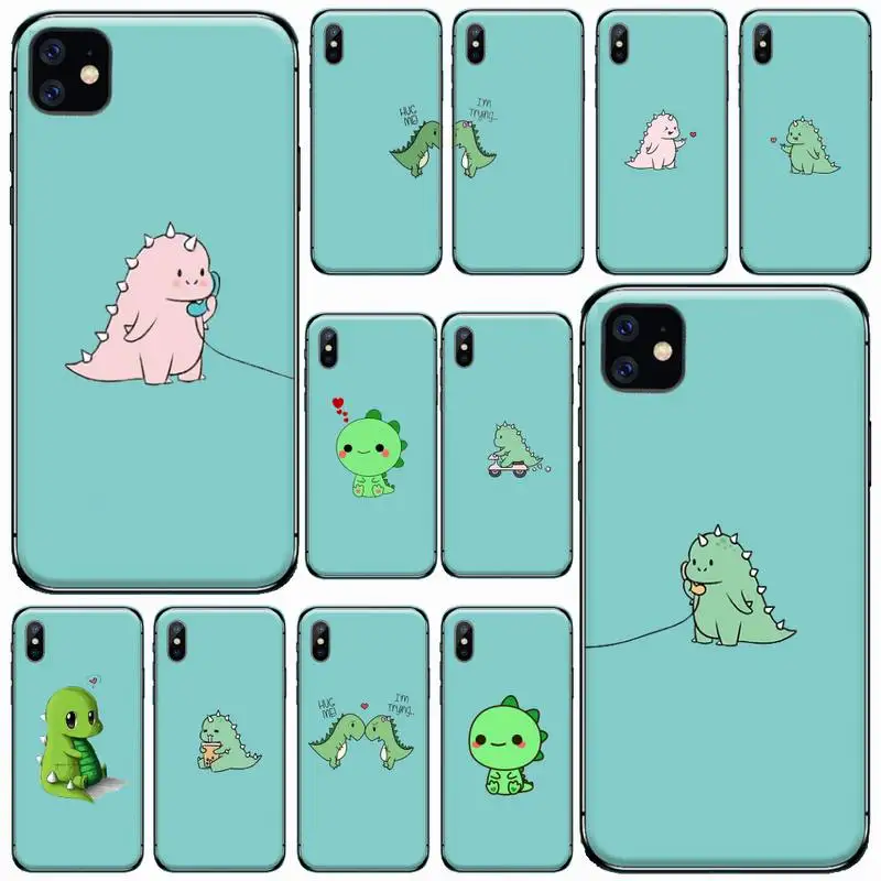 

Dinosaur Cartoon Cute love Phone Cases for iPhone 11 12 pro XS MAX 8 7 6 6S Plus X 5S SE 2020 XR Soft silicone cover funda coque