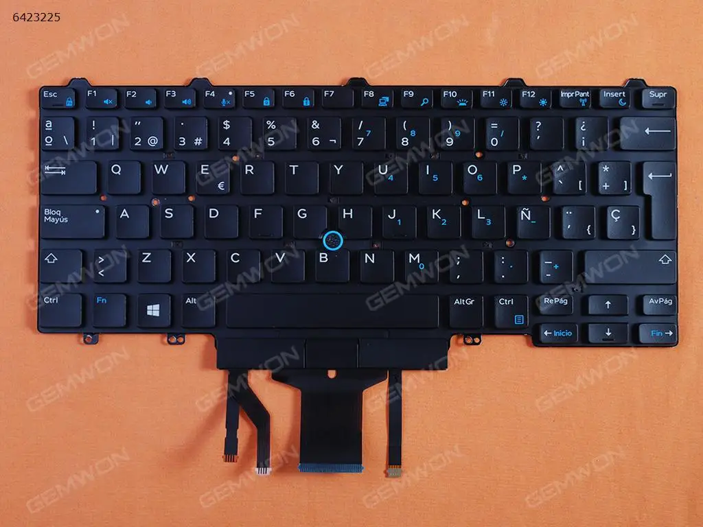 Сменная клавиатура QWERTY с испанской раскладкой для DELL E5450 E5470 E5490 E7450 E7470 черная